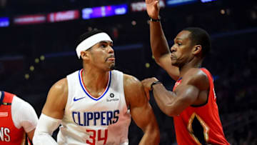 LOS ANGELES, CA - APRIL 09: Rajon Rondo #9 of the New Orleans Pelicans defends against Tobias Harris #34 of the Los Angeles Clippers as he goes for a shot in the first half of the game at Staples Center on April 9, 2018 in Los Angeles, California. (Photo by Jayne Kamin-Oncea/Getty Images)