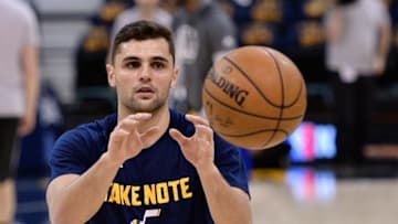 SALT LAKE CITY, UT - MAY 8: Raul Neto #25 of the Utah Jazz practices prior to their game against the Golden State Warriors in Game Four of the Western Conference Semifinals during the 2017 NBA Playoffs at Vivint Smart Home Arena on May 8, 2017 in Salt Lake City, Utah. (Photo by Gene Sweeney Jr/Getty Images)