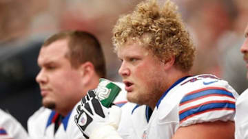Nov 4, 2012; Houston, TX, USA; Buffalo Bills center Eric Wood (70) against the Houston Texans during the first half at Reliant Stadium. Mandatory Credit: Thomas Campbell-USA TODAY Sports