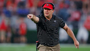 ATHENS, GEORGIA - NOVEMBER 05: Head coach Kirby Smart of the Georgia Bulldogs reacts during the fourth quarter against the Tennessee Volunteers at Sanford Stadium on November 05, 2022 in Athens, Georgia. (Photo by Todd Kirkland/Getty Images)