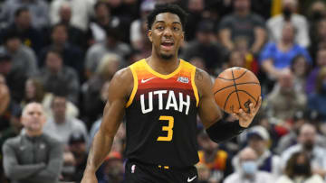 SALT LAKE CITY, UTAH - FEBRUARY 02: Trent Forrest #3 of the Utah Jazz in action during the first half of a game against the Denver Nuggets at Vivint Smart Home Arena on February 02, 2022 in Salt Lake City, Utah. NOTE TO USER: User expressly acknowledges and agrees that, by downloading and or using this photograph, User is consenting to the terms and conditions of the Getty Images License Agreement. (Photo by Alex Goodlett/Getty Images)