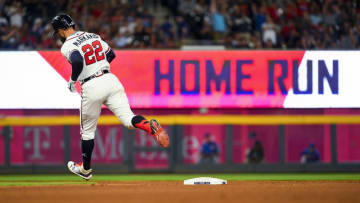 FanDuel MLB: ATLANTA, GA - APRIL 13: Nick Markakis #22 of the Atlanta Braves runs bases during a home run against the New York Mets in the fourth inning at SunTrust Park on April 13, 2019 in Atlanta, Georgia. (Photo by John Amis/Getty Images)
