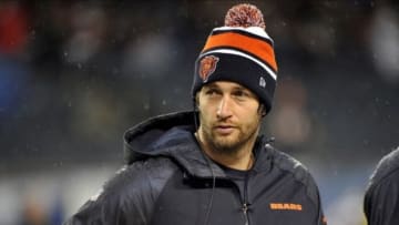 Nov 17, 2013; Chicago, IL, USA; Chicago Bears quarterback Jay Cutler (6) on the sidelines during the first quarter against the Baltimore Ravens at Soldier Field. Mandatory Credit: Rob Grabowski-USA TODAY Sports