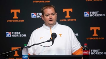 Tennessee Football Coach Josh Heupel answering questions during Media Day in Knoxville, Tenn. on Tuesday, August 3, 2021.Kns Tennessee Football Media Day