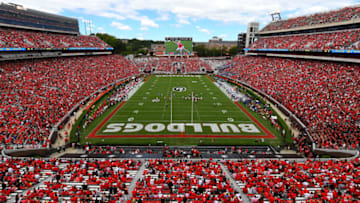 ATHENS, GA - SEPTEMBER 15: A general view of Sanford Stadium during the game between the Georgia Bulldogs and the Middle Tennessee Blue Raiders on September 15, 2018 in Athens, Georgia. (Photo by Scott Cunningham/Getty Images)