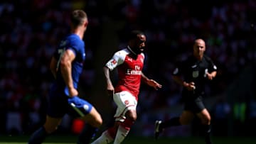 LONDON, ENGLAND - AUGUST 06: Alexandre Lacazette of Arsenal in action during the The FA Community Shield final between Chelsea and Arsenal at Wembley Stadium on August 6, 2017 in London, England. (Photo by Dan Istitene/Getty Images)