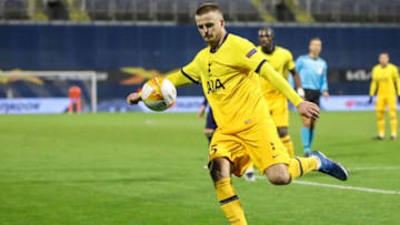 ZAGREB, CROATIA - MARCH 18: Eric Dier of Tottenham Hotspur during the UEFA Europa League Round of 16 Second Leg match between Dinamo Zagreb and Tottenham Hotspur at Stadium Maksimir on March 18, 2021 in Zagreb, Croatia. Sporting stadiums around Europe remain under strict restrictions due to the Coronavirus Pandemic as Government social distancing laws prohibit fans inside venues resulting in games being played behind closed doors. (Photo by Goran Stanzl/Pixsell/MB Media/Getty Images)