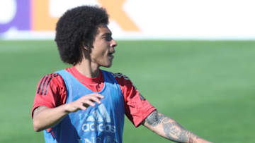 Axel Witsel during a training session with Belgian (Photo by VIRGINIE LEFOUR/BELGA MAG/AFP via Getty Images)
