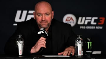 NEW YORK, NY - NOVEMBER 04: UFC President Dana White speaks to the media during the UFC 217 post fight press conference event inside Madison Square Garden on November 4, 2017 in New York City. (Photo by Jeff Bottari/Zuffa LLC/Zuffa LLC via Getty Images)