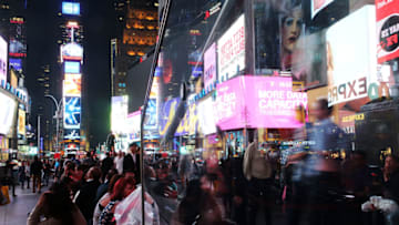 NEW YORK, NY - MAY 05: A light drenched Times Square on May 5, 2015 in New York City. In an effort to reduce Manhattan's carbon footprint, New York's City Council is considering a bill that would limit the amount of external light commercial buildings may use when empty at night. If approved, the bill could alter the use of lights in nearly 40,000 structures and potentially change the iconic nighttime view of Manhattan. The controversial bill has received support from Mayor Bill de Blasio. (Photo by Spencer Platt/Getty Images)
