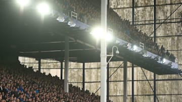 LIVERPOOL, ENGLAND - NOVEMBER 01: Everton supporters watch the game from the stands during the Barclays Premier League match between Everton and Sunderland at Goodison Park on November 1, 2015 in Liverpool, England. (Photo by David Ramos/Getty Images)