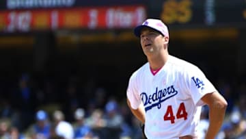 LOS ANGELES, CA - MAY 13: Rich Hill #44 of the Los Angeles Dodgers stands on the mound after allowing two runs in the third inning of the game against the Cincinnati Reds at Dodger Stadium on May 13, 2018 in Los Angeles, California. (Photo by Jayne Kamin-Oncea/Getty Images)