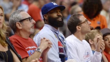 May 11, 2014; Los Angeles, CA, USA; Former Los Angeles Clippers guard Baron Davis attends game four of the second round of the 2014 NBA Playoffs against the Oklahoma City Thunder at Staples Center. Mandatory Credit: Kirby Lee-USA TODAY Sports