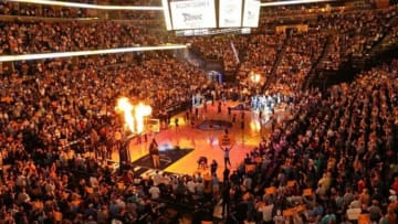 May 13, 2013; Memphis, TN, USA; General view prior to the the game between the Oklahoma City Thunder and the Memphis Grizzlies at the FedexForum. Mandatory Credit: Nelson Chenault-USA TODAY Sports