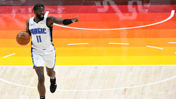 SALT LAKE CITY, UTAH - APRIL 03: James Ennis III #11 of the Orlando Magic calls out a play during the NBA game against the Utah Jazz at Vivint Smart Home Arena on April 3, 2021 in Salt Lake City, Utah. NOTE TO USER: User expressly acknowledges and agrees that, by downloading and/or using this photograph, user is consenting to the terms and conditions of the Getty Images License Agreement. (Photo by Alex Goodlett/Getty Images)