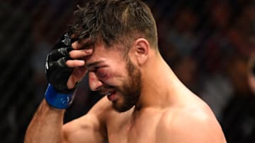 DALLAS, TX - MAY 13: Yair Rodriguez reacts to his loss to Frankie Edgar in their featherweight fight during the UFC 211 event at the American Airlines Center on May 13, 2017 in Dallas, Texas. (Photo by Josh Hedges/Zuffa LLC/Zuffa LLC via Getty Images)