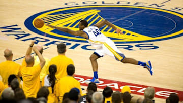 May 30, 2016; Oakland, CA, USA; Golden State Warriors forward Harrison Barnes (40) tries to chase down the ball before being called for a back court violation against the Oklahoma City Thunder during the third quarter in game seven of the Western conference finals of the NBA Playoffs at Oracle Arena. Mandatory Credit: Kelley L Cox-USA TODAY Sports