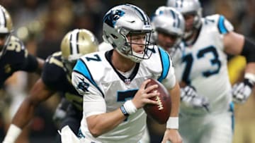 NEW ORLEANS, LOUISIANA - DECEMBER 30: Kyle Allen #7 of the Carolina Panthers runs with the ball during the first half against the New Orleans Saints during a NFL game at the Mercedes-Benz Superdome on December 30, 2018 in New Orleans, Louisiana. (Photo by Sean Gardner/Getty Images)
