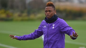 ENFIELD, ENGLAND - DECEMBER 03: Clinton N'Jie looks on during the Tottenham Hotspur training session on December 3, 2015 in Enfield, England. (Photo by Tottenham Hotspur FC/Tottenham Hotspur FC via Getty Images)