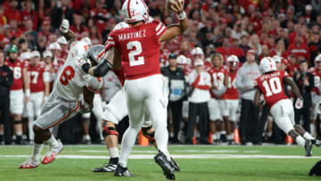 LINCOLN, NE - SEPTEMBER 28: Quarterback Adrian Martinez #2 of the Nebraska Cornhuskers looks to pass against the Ohio State Buckeyes at Memorial Stadium on September 28, 2019 in Lincoln, Nebraska. (Photo by Steven Branscombe/Getty Images)