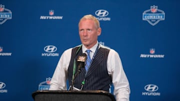 Feb 27, 2016; Indianapolis, IN, USA; Draft analyst Mike Mayock speaks to the media during the 2016 NFL Scouting Combine at Lucas Oil Stadium. Mandatory Credit: Trevor Ruszkowski-USA TODAY Sports