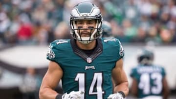 Nov 22, 2015; Philadelphia, PA, USA; Philadelphia Eagles wide receiver Riley Cooper (14) in a game against the Tampa Bay Buccaneers at Lincoln Financial Field. The Buccaneers won 45-17. Mandatory Credit: Bill Streicher-USA TODAY Sports