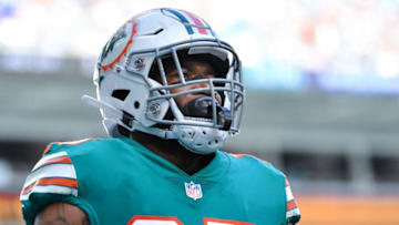 MIAMI, FL - DECEMBER 02: Xavien Howard #25 of the Miami Dolphins looks on during the third quarter against the Buffalo Bills at Hard Rock Stadium on December 2, 2018 in Miami, Florida. (Photo by Mark Brown/Getty Images)