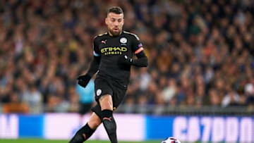 MADRID, SPAIN - FEBRUARY 26: Nicolas Otamendi of Manchester City in action during the UEFA Champions League round of 16 first leg match between Real Madrid and Manchester City at Bernabeu on February 26, 2020 in Madrid, Spain. (Photo by Mateo Villalba/Quality Sport Images/Getty Images)