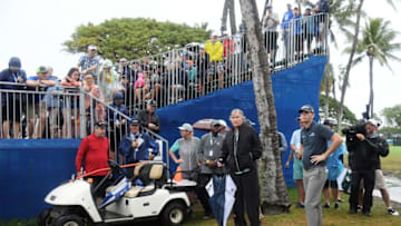 HONOLULU, HAWAII - JANUARY 12: Brendan Steele of the United States reacts on the 18th hole during the final round of the Sony Open in Hawaii at the Waialae Country Club on January 12, 2020 in Honolulu, Hawaii. (Photo by Harry How/Getty Images)