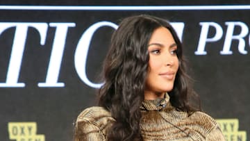 PASADENA, CALIFORNIA - JANUARY 18: Kim Kardashian West of "The Justice Project" speaks onstage during the 2020 Winter TCA Tour Day 12 at The Langham Huntington, Pasadena on January 18, 2020 in Pasadena, California. (Photo by David Livingston/Getty Images)