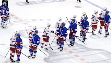New York Rangers after Game Three of the Eastern Conference Qualification Round (Photo by Andre Ringuette/Freestyle Photo/Getty Images)