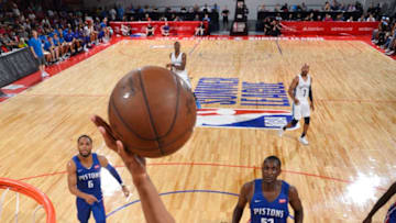 LAS VEGAS, NV - JULY 7: DJ Stephens #20 of the Memphis Grizzlies goes to the basket against the Detroit Pistons during the 2018 Las Vegas Summer League on July 7, 2018 at the Cox Pavilion in Las Vegas, Nevada. NOTE TO USER: User expressly acknowledges and agrees that, by downloading and/or using this Photograph, user is consenting to the terms and conditions of the Getty Images License Agreement. Mandatory Copyright Notice: Copyright 2018 NBAE (Photo by Bart Young/NBAE via Getty Images)