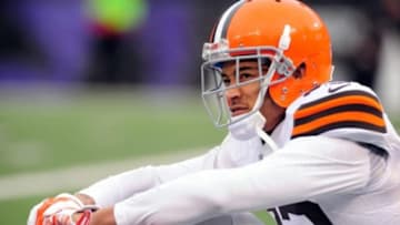 Dec 28, 2014; Baltimore, MD, USA; Cleveland Browns cornerback Joe Haden (23) looks on during the game against the Baltimore Ravens at M&T Bank Stadium. Mandatory Credit: Evan Habeeb-USA TODAY Sports