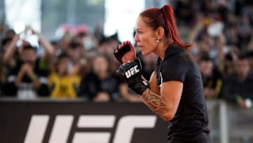 RIO DE JANEIRO, BRAZIL - MAY 11: Catchweight Cris 'Cyborg' Justino of Brazil holds an open training session at Arena da Baixada stadium on May 11, 2016 in Curitiba, Brazil. (Photo by Buda Mendes/Zuffa LLC/Zuffa LLC via Getty Images) ***Local Caption*** Cris 'Cyborg' Justino