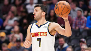 Facundo Campazzo #7 of the Denver Nuggets catches an inbound pass against the Memphis Grizzlies at Ball Arena on 7 Apr. 2022 in Denver, Colorado. (Photo by Ethan Mito/Clarkson Creative/Getty Images)