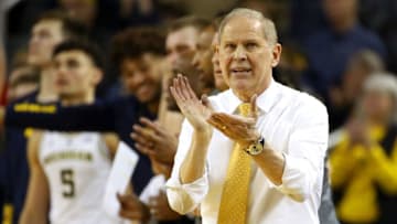 ANN ARBOR, MICHIGAN - JANUARY 03: Head coach John Beilein of the Michigan Wolverines reacts from the bench while playing the Penn State Nittany Lions at Crisler Arena on January 03, 2019 in Ann Arbor, Michigan. Michigan won the game 68-55. (Photo by Gregory Shamus/Getty Images)