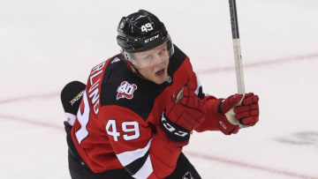 New Jersey Devils left wing Fabian Zetterlund (49): Ed Mulholland-USA TODAY Sports