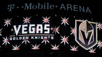 LAS VEGAS, NV - NOVEMBER 22: The team name and logo for the Vegas Golden Knights are displayed on T-Mobile Arena's video mesh wall after the Vegas Golden Knights was announced as the name for the Las Vegas NHL franchise at T-Mobile Arena on November 22, 2016 in Las Vegas, Nevada. The team will begin play in the 2017-18 season. (Photo by Ethan Miller/Getty Images)