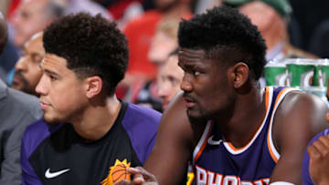 Phoenix Suns Devin Booker Deandre Ayton (Photo by Sam Forencich/NBAE via Getty Images)