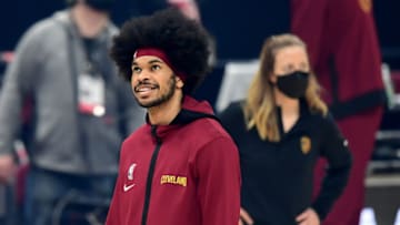 CLEVELAND, OHIO - MAY 12: Jarrett Allen #31 of the Cleveland Cavaliers smiles prior to their game against the Boston Celtics at Rocket Mortgage Fieldhouse on May 12, 2021 in Cleveland, Ohio. The Cleveland Cavaliers won 102-94. NOTE TO USER: User expressly acknowledges and agrees that, by downloading and or using this photograph, User is consenting to the terms and conditions of the Getty Images License Agreement. (Photo by Emilee Chinn/Getty Images)