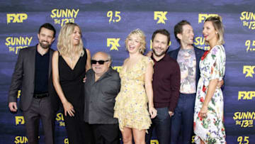LOS ANGELES, CA - SEPTEMBER 04: (L-R) Rob McElhenney, Kaitlin Olson, Danny DeVito, Mary Elizabeth Ellis, Charlie Day, Glenn Howerton and Jill Latiano attend the premiere of FXX's 'It's Always Sunny In Philadelphia' season 13 at Regency Bruin Theatre on September 4, 2018 in Los Angeles, California. (Photo by Tibrina Hobson/Getty Images)