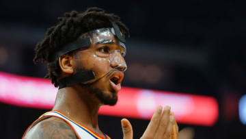 SAN FRANCISCO, CALIFORNIA - JANUARY 16: Marquese Chriss #32 of the Golden State Warriors reacts to a foul call during the first half against the Denver Nuggets at the Chase Center on January 16, 2020 in San Francisco, California. NOTE TO USER: User expressly acknowledges and agrees that, by downloading and/or using this photograph, user is consenting to the terms and conditions of the Getty Images License Agreement. (Photo by Daniel Shirey/Getty Images)