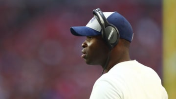 Dec 23, 2018; Glendale, AZ, USA; Los Angeles Rams safeties coach Ejiro Evero against the Arizona Cardinals at State Farm Stadium. Mandatory Credit: Mark J. Rebilas-USA TODAY Sports