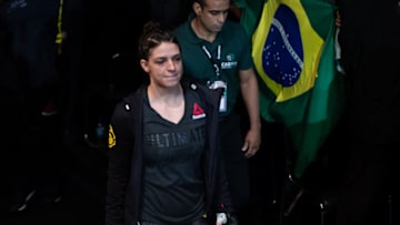 RIO DE JANEIRO, BRAZIL - MAY 12: Mackenzie Dern of the United States prepares to enter the Octagon before facing Raquel Pennington of the United States in their women's strawweigth bout during the UFC 224 event at Jeunesse Arena on May 12, 2018 in Rio de Janeiro, Brazil. (Photo by Buda Mendes/Zuffa LLC/Zuffa LLC)