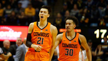 MORGANTOWN, WV - FEBRUARY 10: Lindy Waters III #21 of the Oklahoma State Cowboys reacts after hitting a three pointer against the West Virginia Mountaineers at the WVU Coliseum on February 10, 2018 in Morgantown, West Virginia. (Photo by Justin K. Aller/Getty Images)