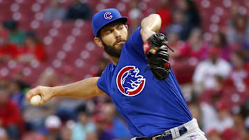 Apr 21, 2016; Cincinnati, OH, USA; Chicago Cubs starting pitcher Jake Arrieta throws against the Cincinnati Reds during the second inning at Great American Ball Park. Mandatory Credit: David Kohl-USA TODAY Sports