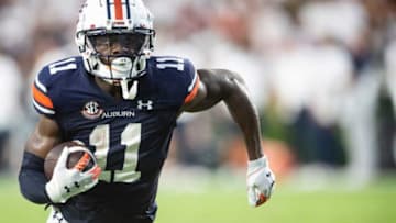 Auburn football wide receiver Shedrick Jackson (11) runs after a catch as Auburn Tigers take on Mercer Bears at Jordan-Hare Stadium in Auburn, Ala., on Saturday, Sept. 3, 2022. Auburn Tigers leads Mercer Bears 28-7 at halftime.