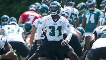 Jun 17, 2015; Philadelphia, PA, USA; Philadelphia Eagles defensive back Byron Maxwell (31) works out with the team during minicamp at The NovaCare Complex . Mandatory Credit: Bill Streicher-USA TODAY Sports