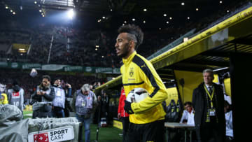 DORTMUND, GERMANY - FEBRUARY 04: Pierre-Emerick Aubameyang of Dortmund arrives prior the Bundesliga match between Borussia Dortmund and RB Leipzig at Signal Iduna Park on February 4, 2017 in Dortmund, Germany. (Photo by Maja Hitij/Bongarts/Getty Images)