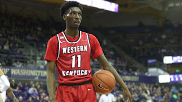 SEATTLE, WA - NOVEMBER 06: Taveion Hollingsworth #11 of the Western Kentucky Hilltoppers reacts against the Washington Huskies in the first half during their game at Hec Edmundson Pavilion on November 6, 2018 in Seattle, Washington. (Photo by Abbie Parr/Getty Images)